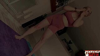 teasing yoga redhead penny pax on all fours with big tits
