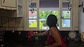 i gave it up to hubby's friends right in kitchen while he scrubbed that pool clean!