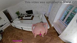 lyne's big tits take massive cock backstage