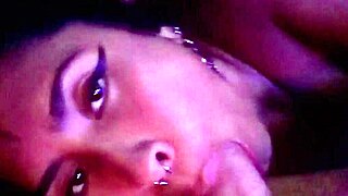 after the wild party the hot latina milf kneels down and sucks that monster cock deep for endless sloppy hours