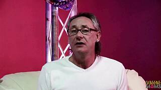 damn look at this busty brunette milf and her friend takin on two costumed studs doggystyle!