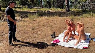 two hot milfs seduce hiker for creampie blowjob outdoor public swingers fuck?