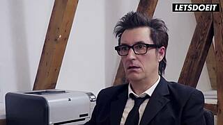 milf secretary babe rides her boss reverse cowgirl on valentines day at work