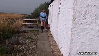 huge tits granny allison teases outdoor toy play