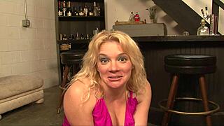 Mom sucks cock deep before bending over