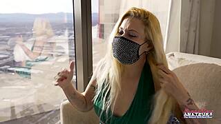 Skinny tattooed blonde milf cindy crawford slurps sloppy rimjob deepthroat cum swallow