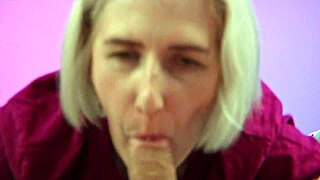 kinky blonde milf wife rims husband ass fucks pussy with strapon homemade bedroom orgasms