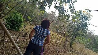 my stepmom slut wanders jungle hunting cock for outdoor pounding fuck