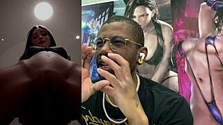 Tan Tits Ebony Whore Double Penetrated Public with Cumshots on Bald Pussy POV