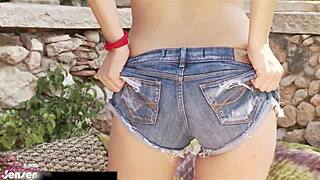 busty mature jelena jensen teases big clit pussy lips and natural tits outdoors