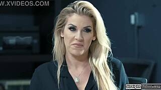 milf boss dominates her young secretary making her lick pussy while cuckold watches