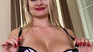 BUSTY BLONDE MILF RIPS LINGERIE STRIPTEASE SHAVED PUSSY TITS SEDUCTION MOMMY