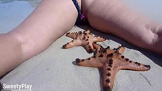 chubby mature wife nude on beach remote vibrator orgasm public