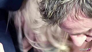 blonde big tits milf seduces garage workers into rough mmf cowgirl doggystyle pounding