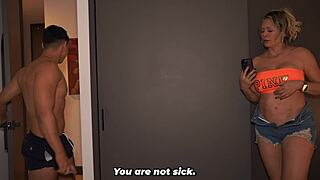 damn blonde stepmom's big tits bounce as stepson fucks her hard