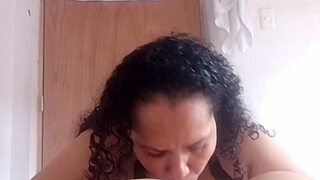 Bold milf stepmom fucks stepson passionately doggystyle bent over while husband waits in bathroom