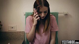 Boyfriend's pregnant redhead teen girlfriend rides stepdad's monster cock hard