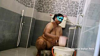 Big Boob Aunty Bathes in Shower