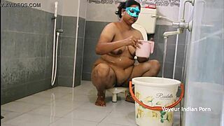 Big Boob Aunty Bathes in Shower