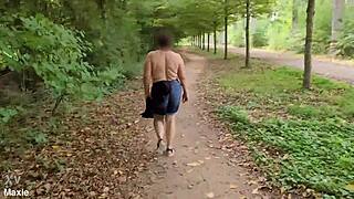 busty milf flashes huge saggy tits outdoors publicly