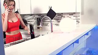 Hot Milf Linzee Ryder's Wet Blowjob and Titty Fuck in Kitchen