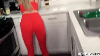 Hot Milf Linzee Ryder's Wet Blowjob and Titty Fuck in Kitchen
