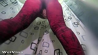 Milf Soaks Jeans and Leggings in Steamy Shower Pee