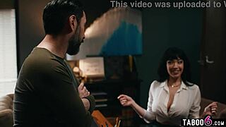 Big tits stepmom bends over office desk for stepson admission fuck