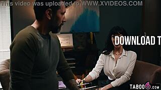 Big tits stepmom bends over office desk for stepson admission fuck