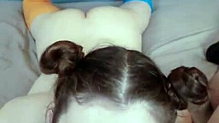 pov: beautiful teacher in glasses sucks balls deepthroats gets facial cum!