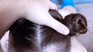 pov: beautiful teacher in glasses sucks balls deepthroats gets facial cum!