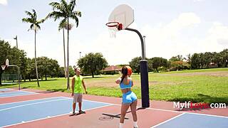 That big butt milf totally digs her trainer's moves at the gym