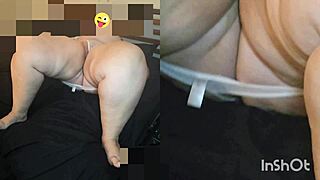 I couldn't resist fingering my fat wife's dripping pussy to orgasm