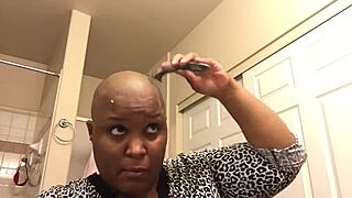 Milf shaves her head completely bald at home for boyfriend's first-time fetish request smooth and hairless