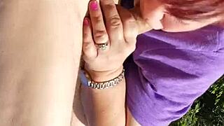 Tonimari Fingers Shaved Pussy Then Sucks Cock Before Cumming In Woods!