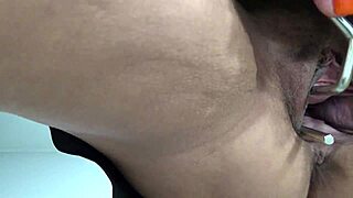 mature hairy pussy stretched by vaginal dilator