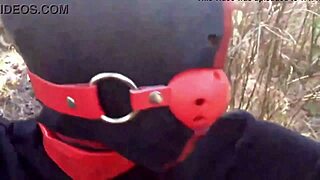 Petite brunette milf in latex stockings bound gagged moaning through rough anal orgasms