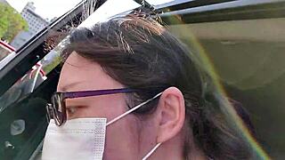Excited housewife masturbates outdoors