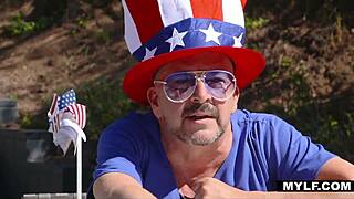 stepfamily 3some fucks with big cocks at july 4th bbq