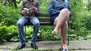 chubby street milf flashes her huge wet pantyhose ass bending over