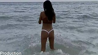 monika fox teases pierced nipples beach walk