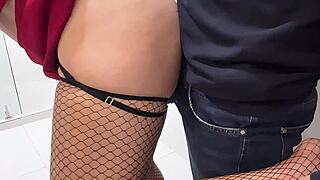 Horny Huge-Ass Stepmom Bathroom Standing Bareback Fuck