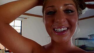 Jaelyn Fox rides big cock deepthroat doggystyle ends cum covered