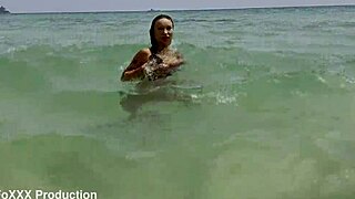 monika fox teases pierced nipples beach walk