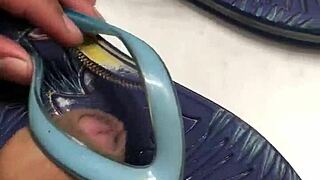 WOW! Flip Flop Seduction Tempts Uncut Cock!