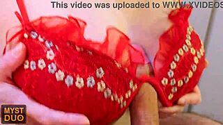 Stuffing Latina Milf's Bra With Thick Cum Load - Myst Duo