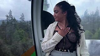 A Slut's Perfect Natural Tits Crave My Blowjob in the Cable Car Thrill!