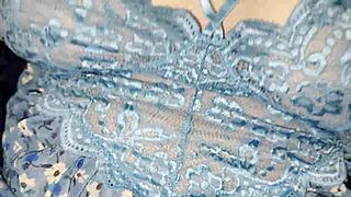 samantha's huge tits bounce in blue lingerie during fat bbw fuck