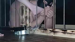 maîtresse kantalis dominates chained slut in club with licks orgasms