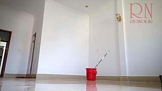 naked curvy maid fucks juicy pussy in office without panties